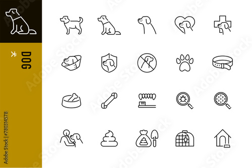 犬のラインアイコン20点セット