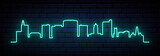 Blue neon skyline of Beaumont. Bright Beaumont, TX long banner. Vector illustration.