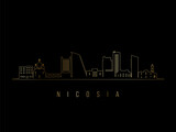 Golden Nicosia skyline silhouette. Nicosia architecture. Golden cityscape with landmarks. Business travel concept.