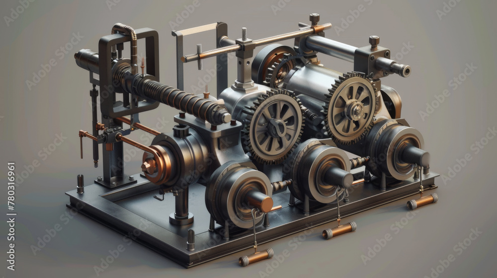 a machine, showing how the different parts work together a machine, showing how the different parts work together