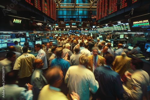 Dynamic Stock Market Trading Floor, Traders in Action