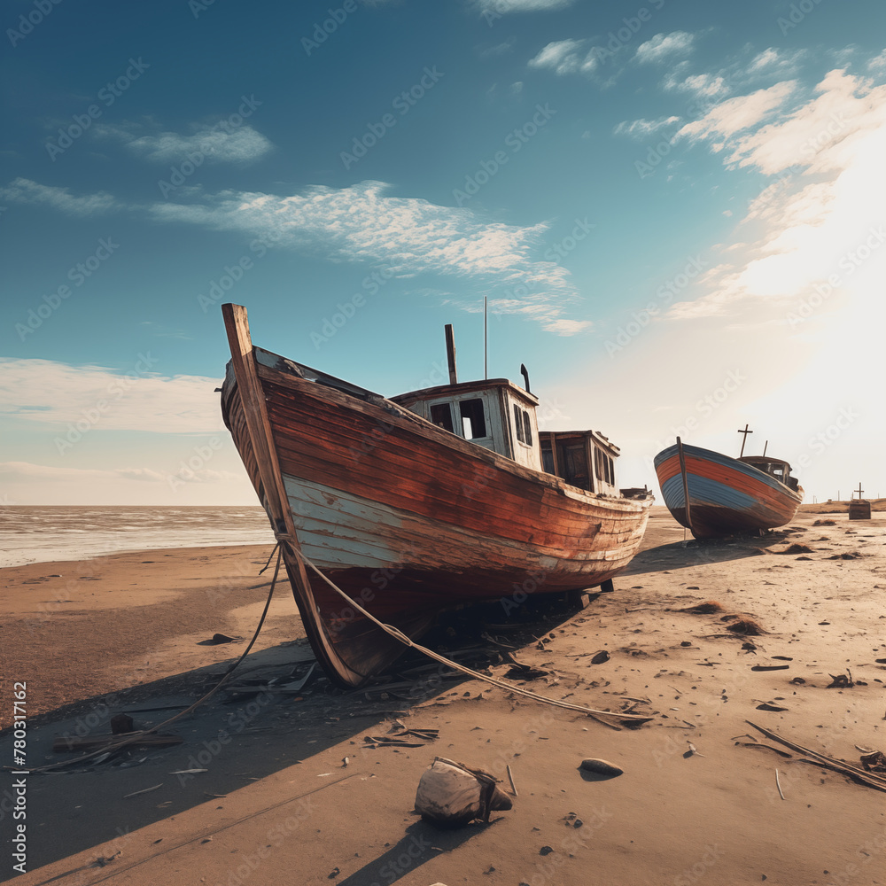 Where Waters Once Flowed: A Salty Past Haunts Sun-Bleached Boats