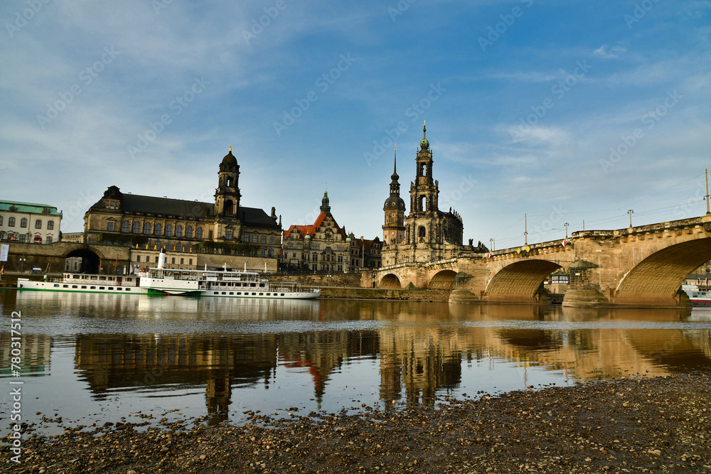 Dresden cityscape panorama with elbe river germany