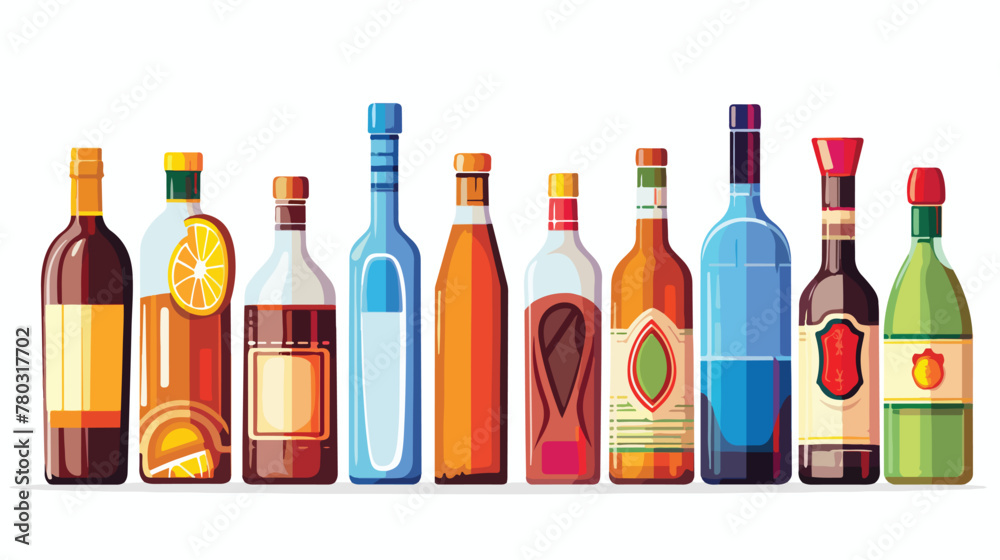 Alcohol bottle line vector celebration drink concept - obrazy, fototapety, plakaty 