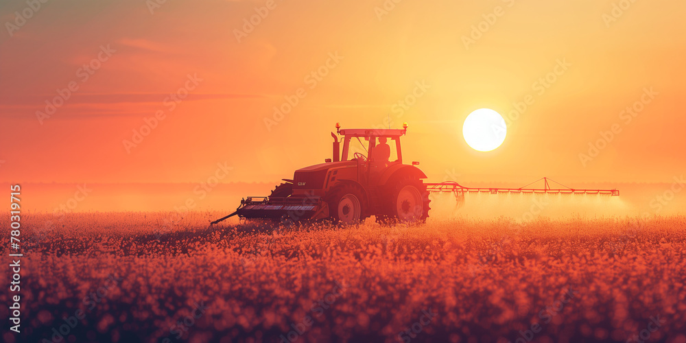 traktor, feld, ackerbau, bauernhof, ackerbau, sprühen, dünger, düngem