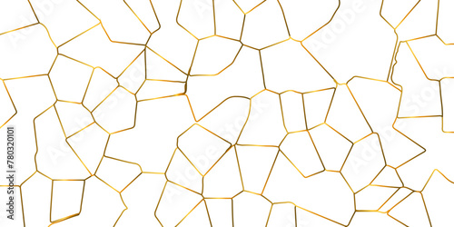 Golden gradient strokes on white background crystalized vector broken glass texture photo