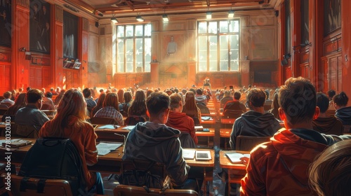 Students Taking Notes in a Lecture Hall photo