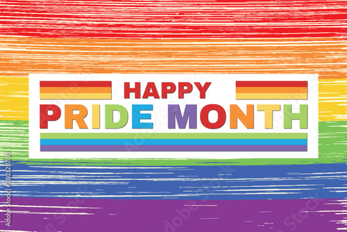 Vector, happy, pride, month, lgbtq, lgbt, gay, wishes, or greeting, social, media, wishing, post, or banner template, design with watercolor, brush, rainbow, flag, vector, illustration,
