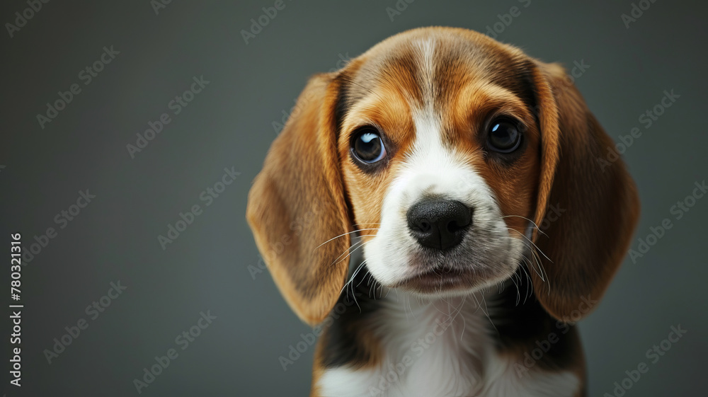 A beagle puppy portrait with a clear background.