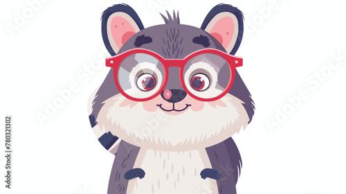 Cute cartoon animal with red glasses vector illustration © Jasmin