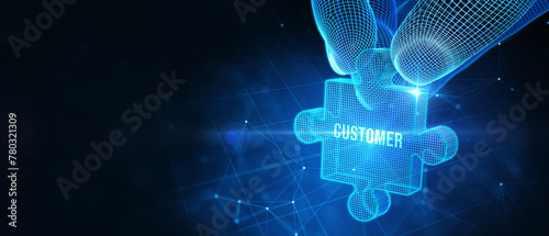 Customer service and care, patron protection, customer personalization. 3d illustration