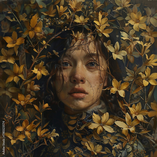 person in leaves