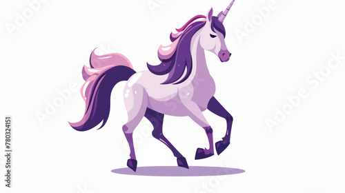 cartoon unicorn proudly raising its head lilac color