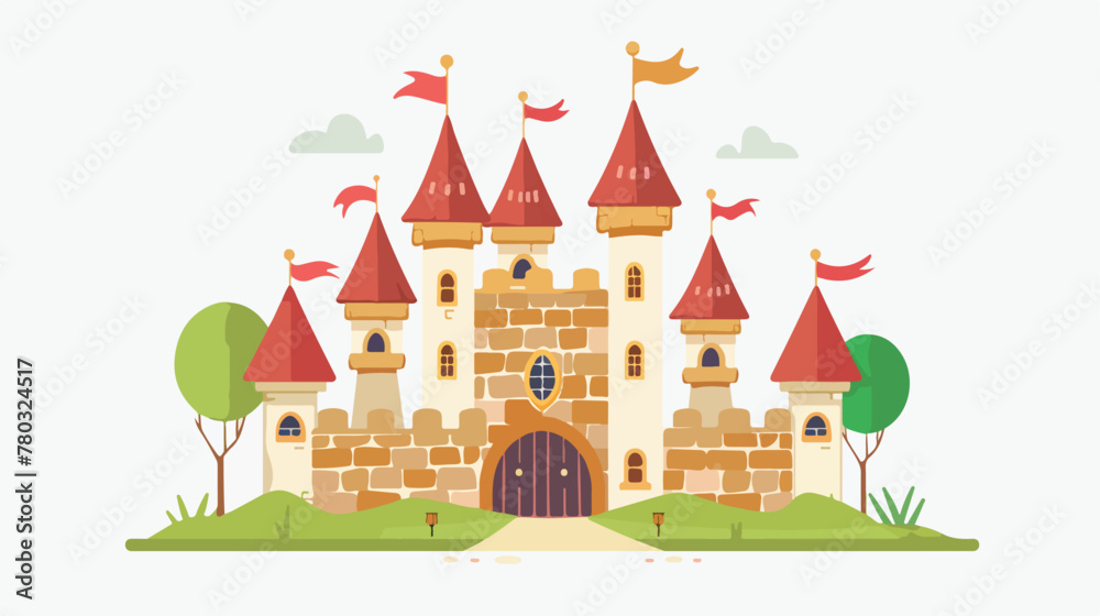 castle children toy concept abstract flat vector 