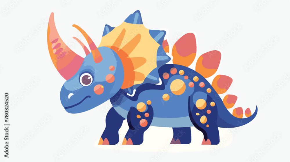 Cute Triceratops Cartoon Vector Icon Illustration
