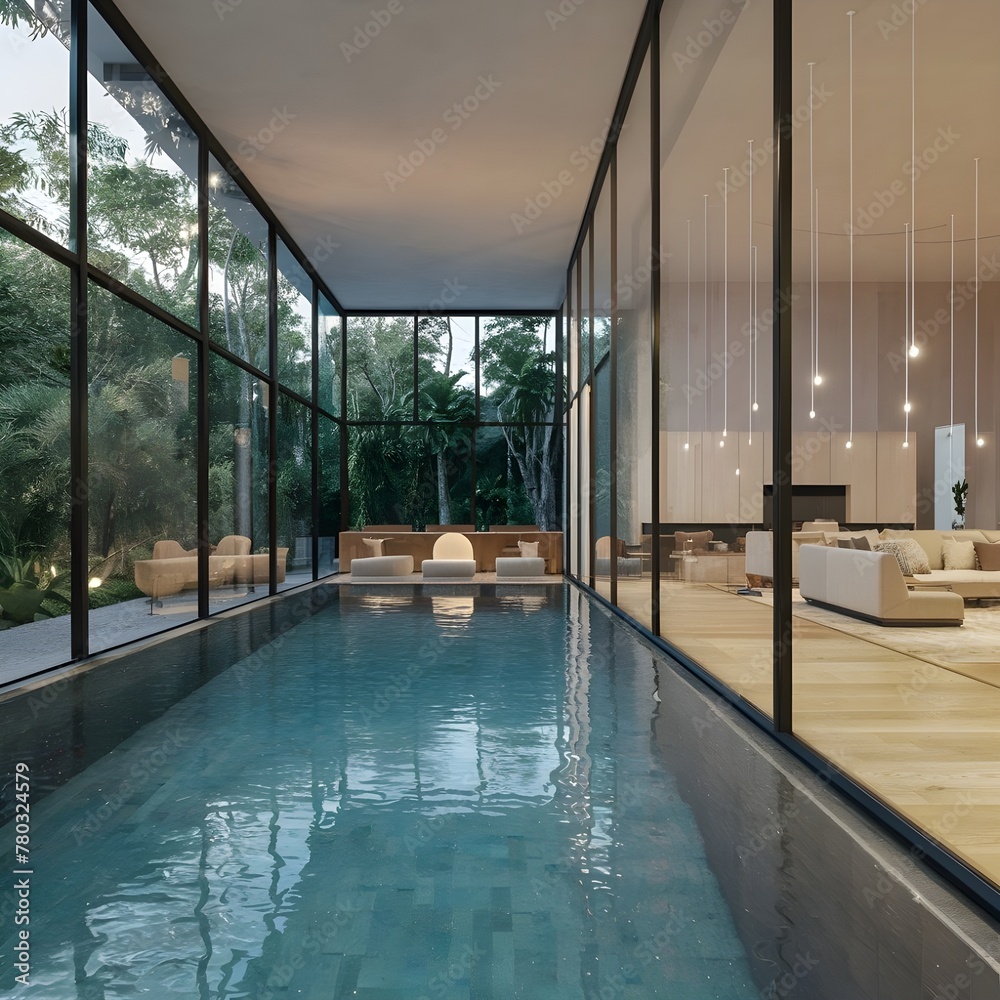 interior pool in a modern house design by architect 