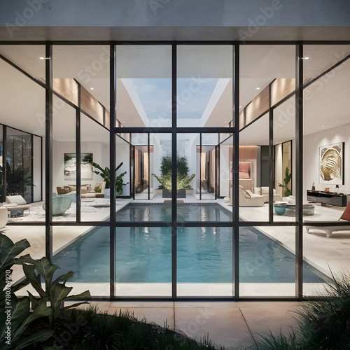 interior pool in a modern house design by architect 