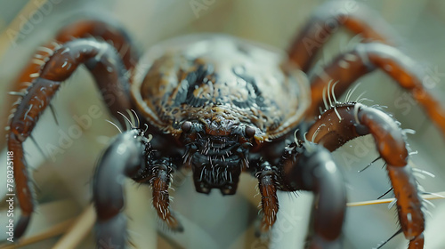 closeup of a Tick sitting calmly, hyperrealistic animal photography, copy space for writing © animalground