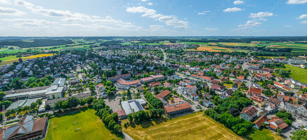 Die Spargelstadt Schrobenhausen im Tal der Paar von oben