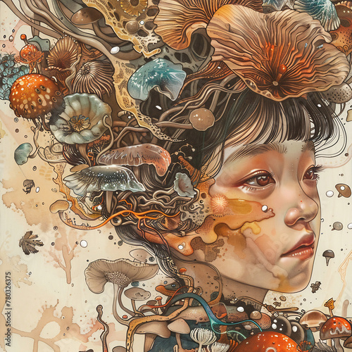 portrait of a girl with a wreath of flowers