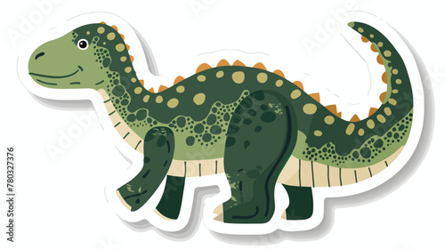 Distressed sticker of a cartoon dinosaur flat vector i © Jasmin