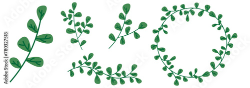 cute green vine vector, leaves foliage icon