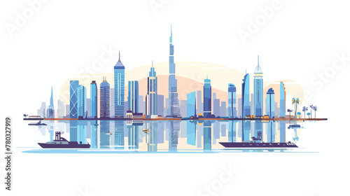 Dubai Skyline Panorama Modern Building Cityscape 