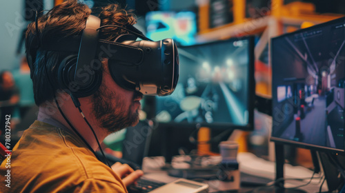 Technologists wearing VR headsets are eagerly anticipating the latest devices and innovations. By staying ahead in the world of technology and innovation that is constantly evolving. photo