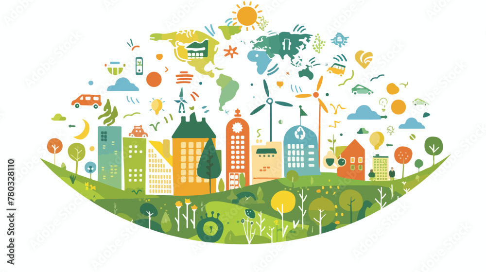 Eco Friendly green energy concept vector illustration.