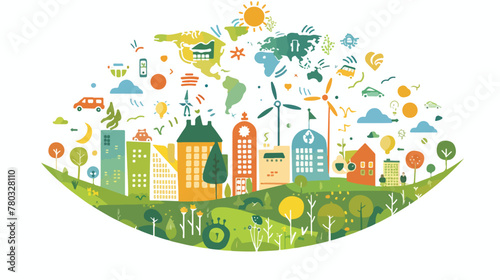 Eco Friendly green energy concept vector illustration.