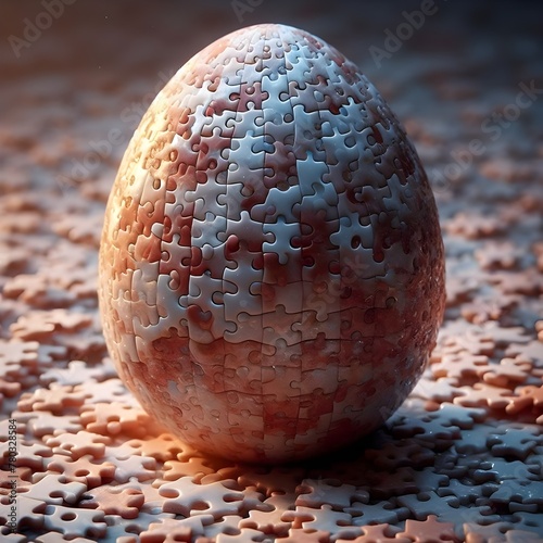 An egg made up of puzzle pieces.
