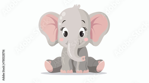 Cute baby elephant cartoon sitting flat vector 