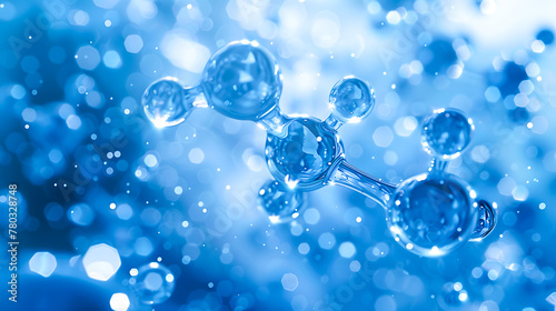 Close-Up of Water Molecule Model. Generative AI photo