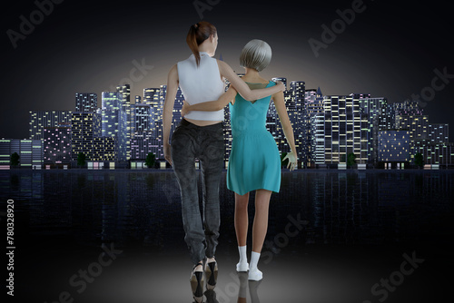 Illustrazione 3D.  LGBT. Gay pride. In occasione di San Valentino e del Gay pride per l'amore e i diritti della comunità LGBT. photo