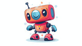 Cute robot mascot design kawaii flat vector isolated