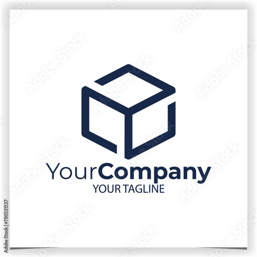 Vector abstract outlined cube logo design template