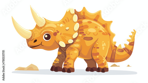 Cute triceratops cartoon flat vector isolated on whit