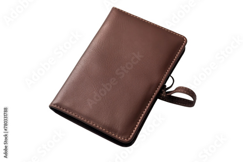 Brown Leather Wallet on White Background. On a White or Clear Surface PNG Transparent Background.