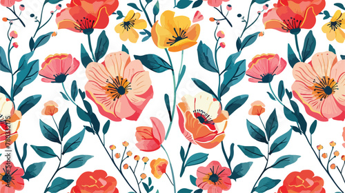 Floral seamless pattern. Vector background with flower