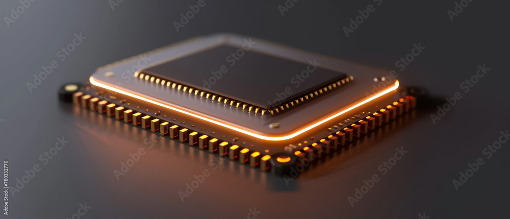 3D model of an energy-efficient processor chip with a minimalist and compact design, high resolution 3D model of an energy-efficient processor chip with a minimalist and compact design, high resolution