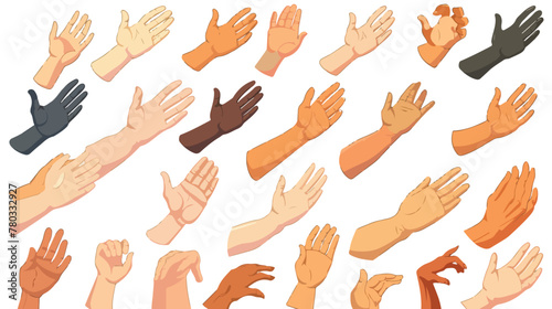Cartoon collection of hand shape flat vector isolated