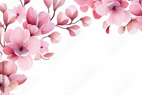 Watercolor cyclamen clipart with delicate pink and white blooms. flowers frame  botanical border  pink and white blooms   on white background.