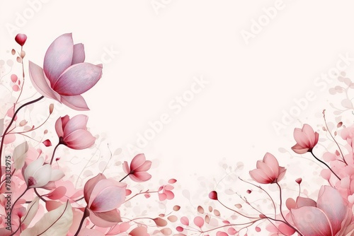 Watercolor cyclamen clipart with delicate pink and white blooms. flowers frame, botanical border, pink and white blooms , on white background.