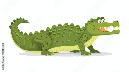 Cartoon crocodile flat vector isolated on white background