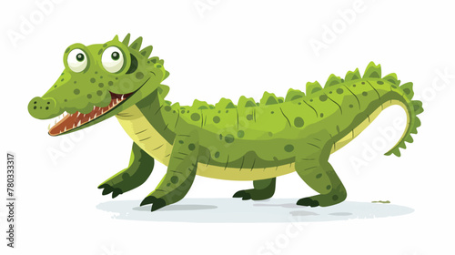Cartoon crocodile flat vector isolated on white background