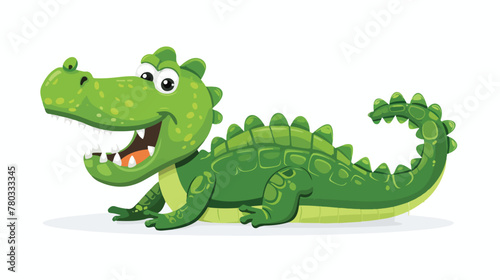 Cartoon crocodile happy flat vector isolated on white © Asad