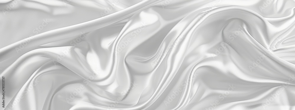 Fototapeta premium Abstract white background with elegant cloth texture, white silk fabric with folds and waves. elegant luxury design element for banner or wallpaper.