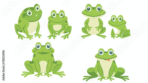 Cartoon cute frog flat vector isolated on white background