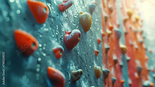 Rock climbing gym with challenging routes and dynamic angles photo