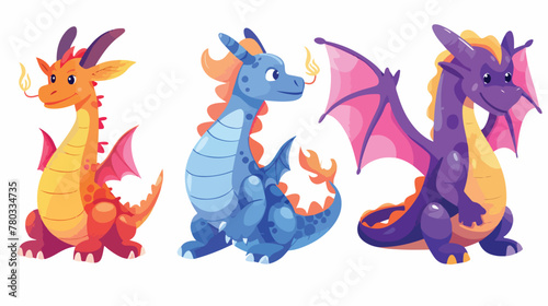 Cartoon fairy tale dragon vector illustration.